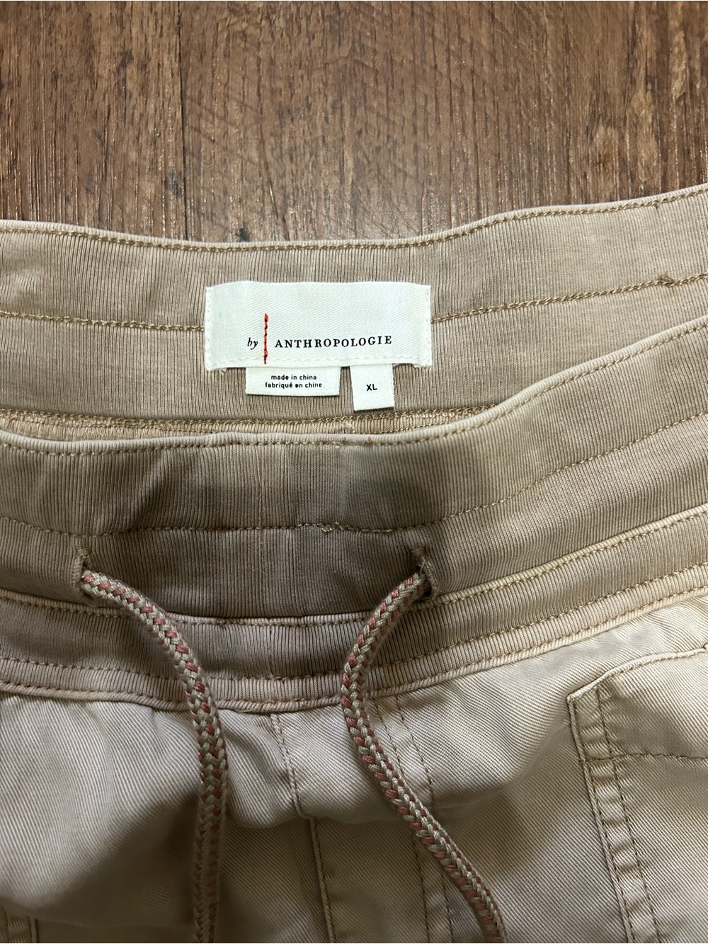 By Anthropologie Cargo Jogger Pants Women XL Beige Lyocell Utility Drawstring - Picture 3 of 7